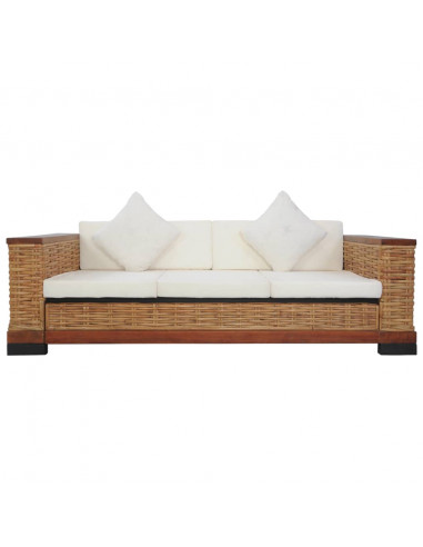 Set di Divani 2 pz con Cuscini in Rattan Naturale Marrone