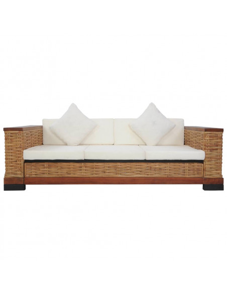 Set di Divani 2 pz con Cuscini in Rattan Naturale Marrone
