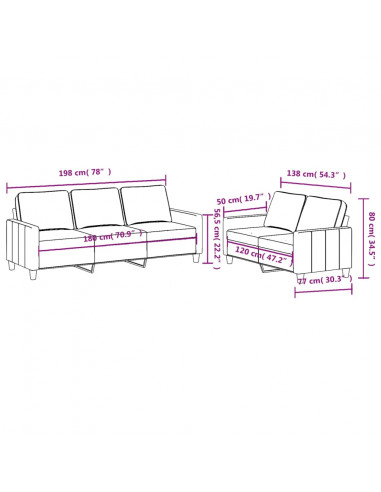 Set di Divani 2 pz con Cuscini Marrone in Tessuto