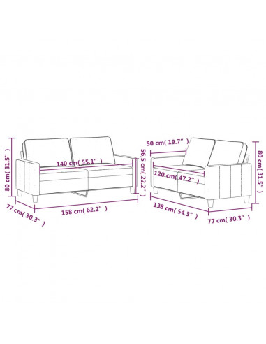 Set di Divani 2 pz con Cuscini Marrone in Velluto