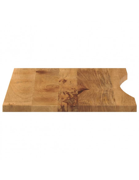 Piano Scrivania con Curva 80x60x2,5 cm Massello Grezzo di Mango