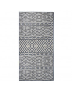 Tappeto da Esterni a Tessitura Piatta 100x200 cm Strisce Blu