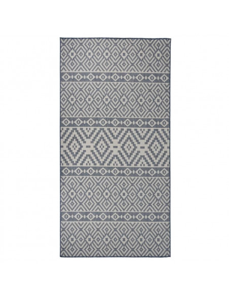 Tappeto da Esterni a Tessitura Piatta 100x200 cm Strisce Blu