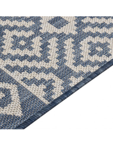 Tappeto da Esterni a Tessitura Piatta 100x200 cm Strisce Blu
