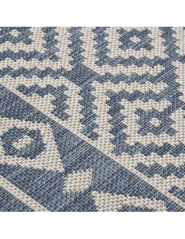 Tappeto da Esterni a Tessitura Piatta 100x200 cm Strisce Blu
