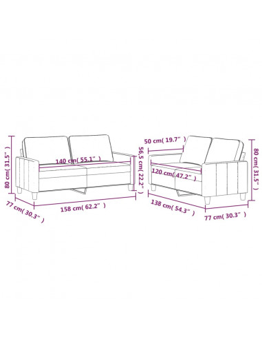Set di Divani 2 pz con Cuscini Nero in Velluto