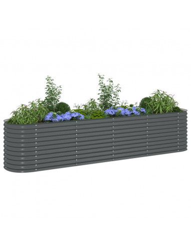 Letto Rialzato Giardino 400x80x81 cm in Acciaio Zincato Grigio
