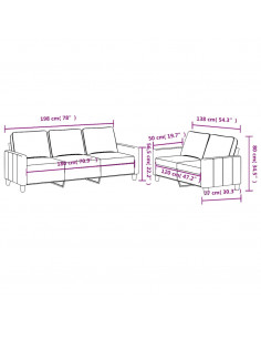 Set di Divani 2 pz con Cuscini Rosso Vino in Tessuto