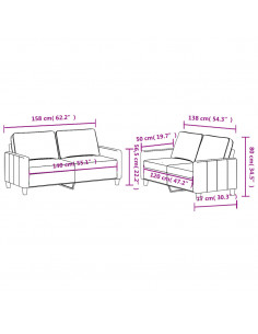 Set di Divani 2 pz con Cuscini Rosso Vino in Tessuto 2