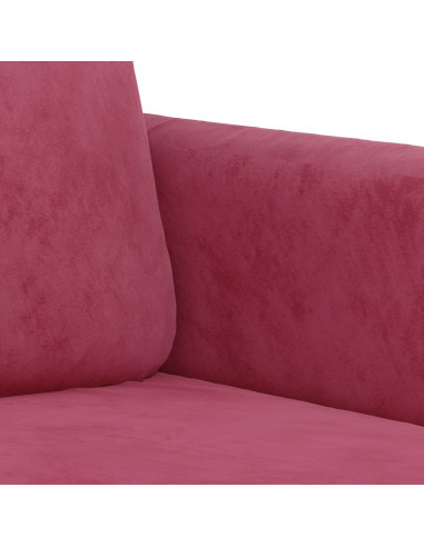 Set di Divani 2 pz con Cuscini Rosso Vino in Velluto