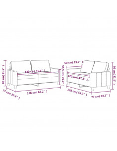Set di Divani 2 pz con Cuscini Rosso Vino in Velluto