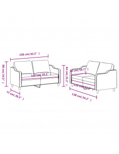 Set di Divani 2 pz con Cuscini Tortora in Tessuto 2