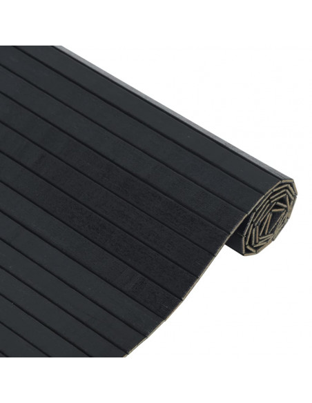 Tappeto Rettangolare Nero 100x500 cm in Bambù