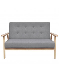 Set di Divani 2 pz in Tessuto Grigio Chiaro 2