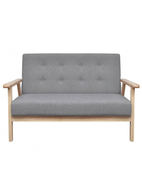 Set di Divani 2 pz in Tessuto Grigio Chiaro