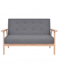 Set di Divani 2 pz in Tessuto Grigio Scuro