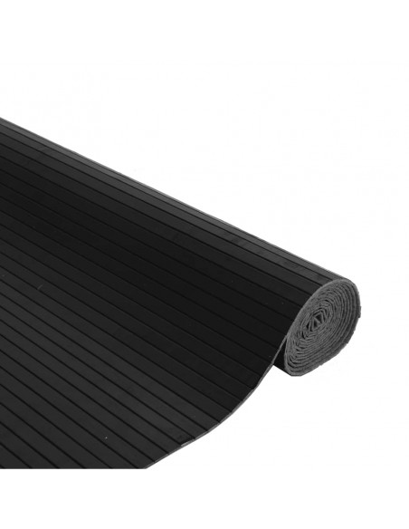 Tappeto Rettangolare Nero 80x500 cm in Bambù