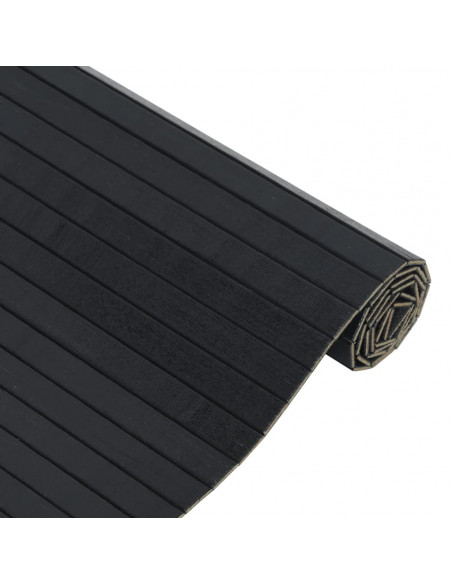 Tappeto Rettangolare Nero 100x400 cm in Bambù