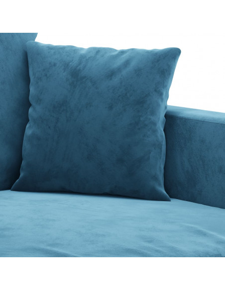 Set di Divani 3 pz con Cuscini Blu in Velluto