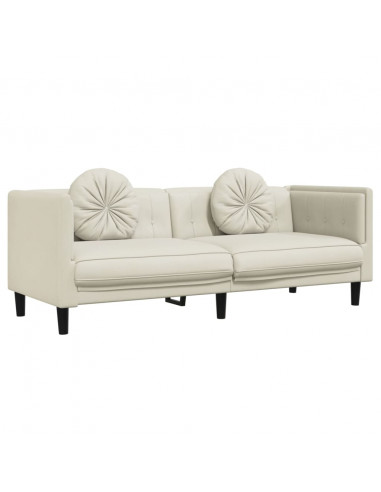 Set di Divani 3 pz con Cuscini Crema in Velluto