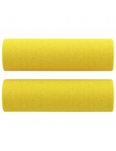 Set di Divani 3 pz con Cuscini Giallo Chiaro in Tessuto 2