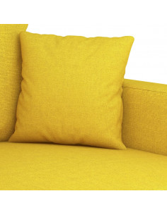 Set di Divani 3 pz con Cuscini Giallo Chiaro in Tessuto