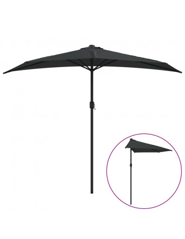 Ombrellone Balcone Palo in Alluminio Nero 270x144x222cm a Metà
