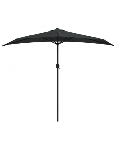 Ombrellone Balcone Palo in Alluminio Nero 270x144x222cm a Metà