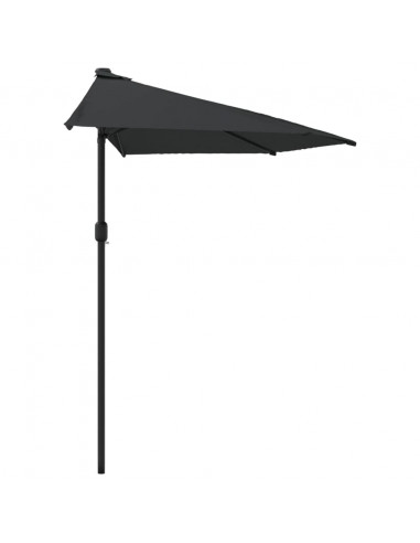 Ombrellone Balcone Palo in Alluminio Nero 270x144x222cm a Metà