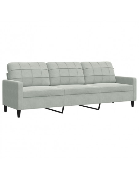Set di Divani 3 pz con Cuscini Grigio Chiaro in Velluto