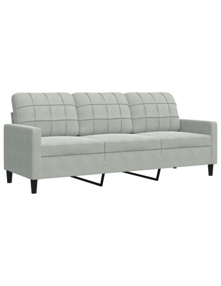 Set di Divani 3 pz con Cuscini Grigio Chiaro in Velluto