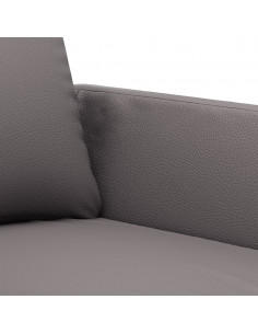 Set di Divani 3 pz con Cuscini Grigio in Similpelle 2