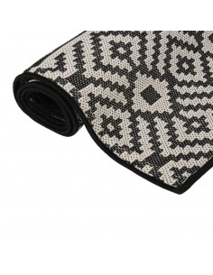 Tappeto da Esterni a Tessitura Piatta 80x150 cm Strisce Nere 2