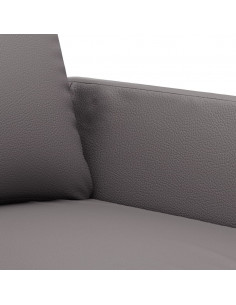 Set di Divani 3 pz con Cuscini Grigio in Similpelle 2