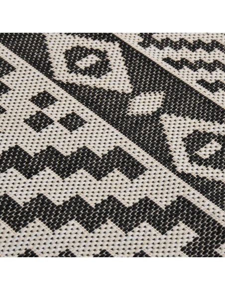 Tappeto da Esterni a Tessitura Piatta 80x150 cm Strisce Nere