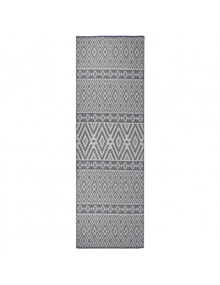 Tappeto da Esterni a Tessitura Piatta 80x250 cm Strisce Blu