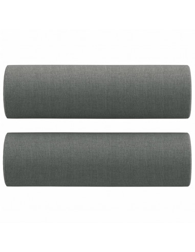 Set di Divani 3 pz con Cuscini Grigio Scuro in Tessuto