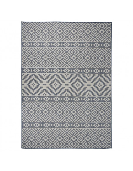 Tappeto da Esterni a Tessitura Piatta 140x200 cm Strisce Blu