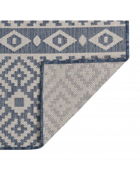 Tappeto da Esterni a Tessitura Piatta 140x200 cm Strisce Blu