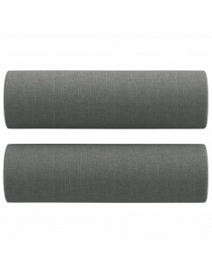 Set di Divani 3 pz con Cuscini Grigio Scuro in Tessuto