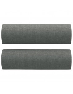 Set di Divani 3 pz con Cuscini Grigio Scuro in Tessuto