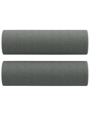 Set di Divani 3 pz con Cuscini Grigio Scuro in Tessuto