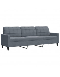 Set di Divani 3 pz con Cuscini Grigio Scuro in Velluto