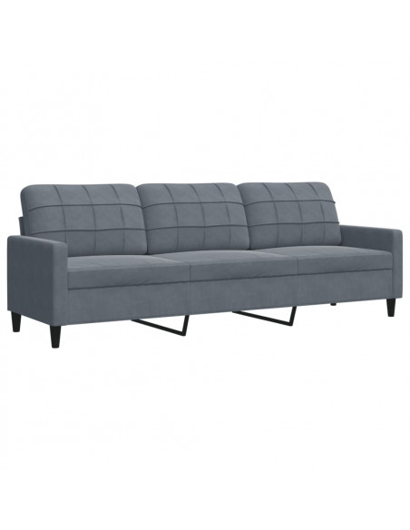 Set di Divani 3 pz con Cuscini Grigio Scuro in Velluto