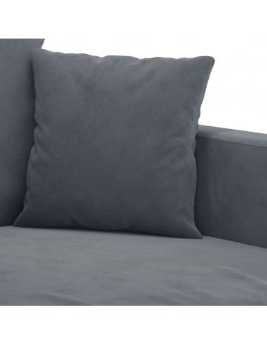 Set di Divani 3 pz con Cuscini Grigio Scuro in Velluto
