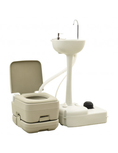 Set WC Portatile da Campeggio 10+10L Lavandino 20L Grigio