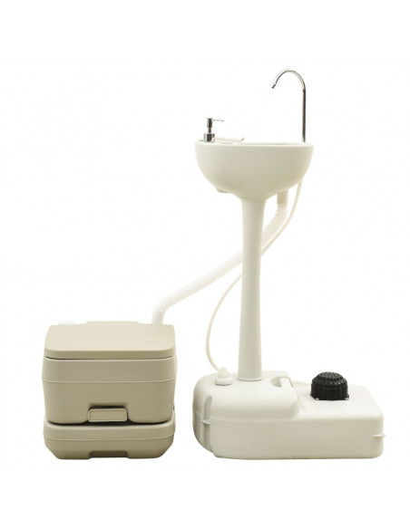 Set WC Portatile da Campeggio 10+10L Lavandino 20L Grigio