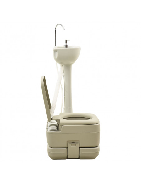 Set WC Portatile da Campeggio 10+10L Lavandino 20L Grigio