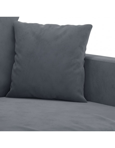 Set di Divani 3 pz con Cuscini Grigio Scuro in Velluto