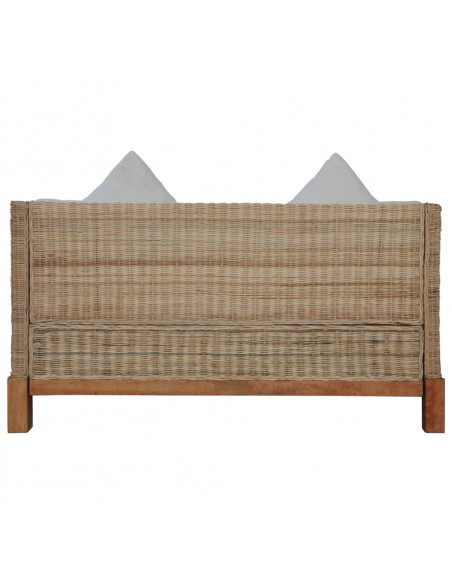 Set di Divani 3 pz con Cuscini in Rattan Naturale